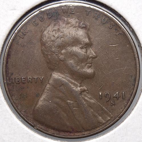 1941 S Lincoln Wheat Cent #5   MMS-004 Trumpet Tail