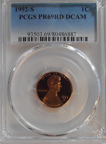 1992 S PR69RD DCAM Lincoln Cent, PCGS Certified (92S887)