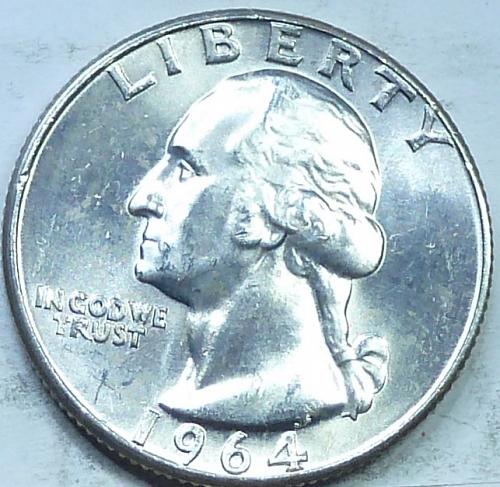 1964-P BRILLIANT UNCIRCULATED Washington Quarter  BU # (175)