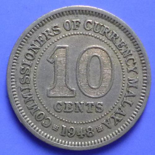 Malaya 10 Cents 1948 km 8