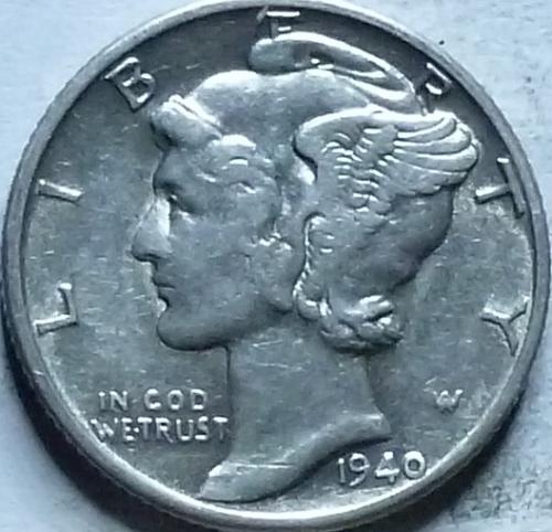 1940-P EXTRA FINE Mercury Dime XF ( 702 )