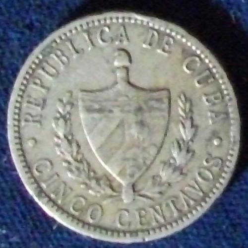 1916 Cuba 5 Centavos F-VF