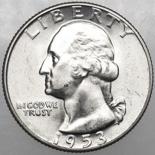 1953 S Washington Quarter#14 Beautiful Bright White