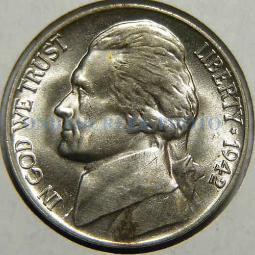 1942-P Jefferson Nickel Lamination Error Reverse