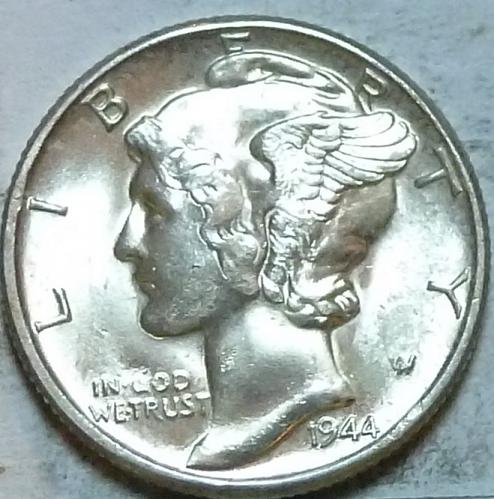 1944-P Brilliant  Uncirculated Mercury Dime   BU ( 202)