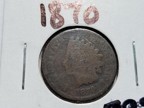 1870 P Indian Head Cent Bold N Small Cents (G)