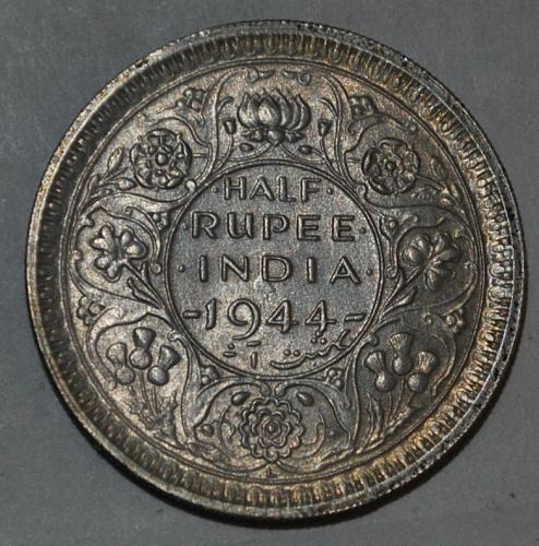 British India 1/2 Rupee 1944