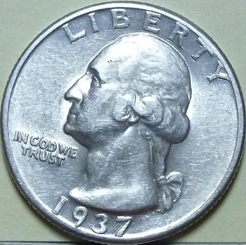 1937-P ABOUT UNCIRCULATED Washington Quarter AU ( 424)