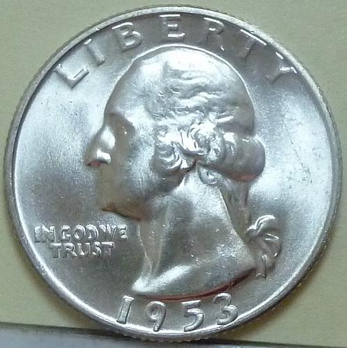 1953-D BRILLIANT UNCIRCULATED Washington Quarter BU ( 718)