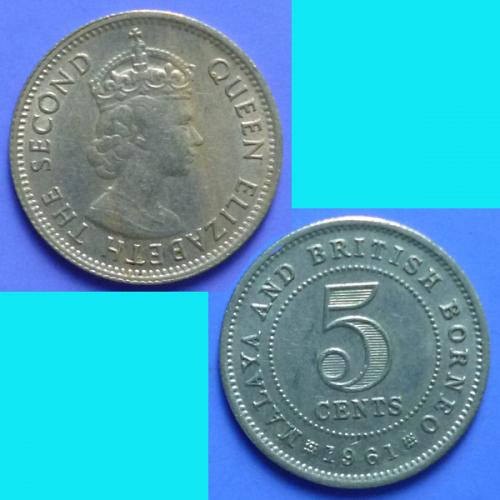 Malaya and British Borneo 5 Cents 1961 km 1