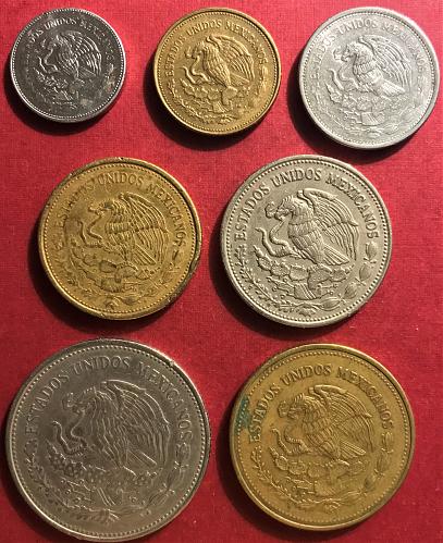 Mexico 1988 = 5000, 1000, 500, 100, 50, 20 and 10 Pesos