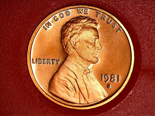 1981 S Lincoln Memorial Cent Small Cents: Type 1 - Filled S