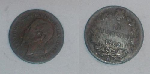 ITALY 1862N 5 Centesimi coin very good