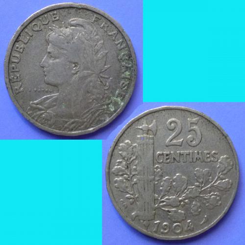 France 25 Centimes 1904 km 856