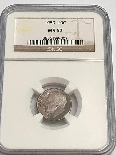 1959 P 10C MS67 NGC Roosevelt Dime