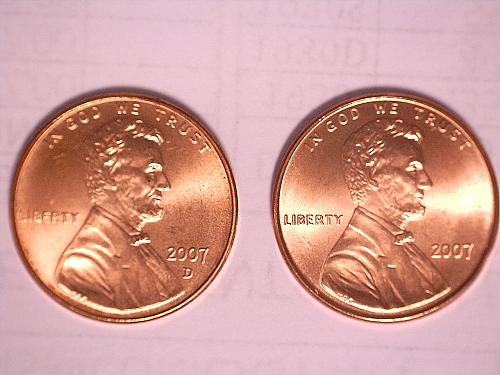 2007 P/D Satin finish cents