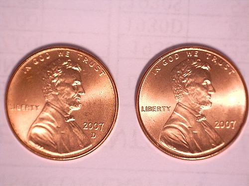 2007 P/D Satin finish cents