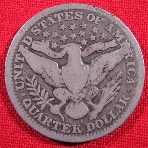 1908-S Silver Barber Quarter in VG condition - Very Low Mintage