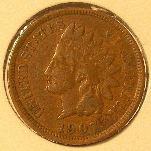 1907 Indian Head Cent VG10 Partial Liberty #0217