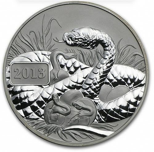 2013 $5 DOLLAR TOKELAU YEAR OF THE SNAKE ONE OUNCE SILVER COIN
