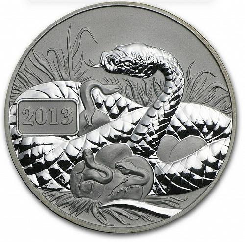 2013 $5 DOLLAR TOKELAU YEAR OF THE SNAKE ONE OUNCE SILVER COIN