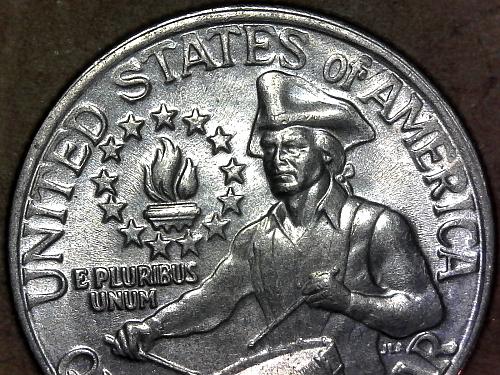 1976 - P Bicentennial quarter double rim