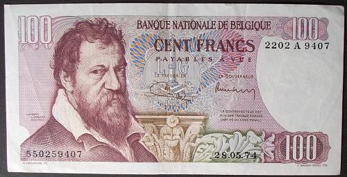Belgium P134b 100 Francs VF #2