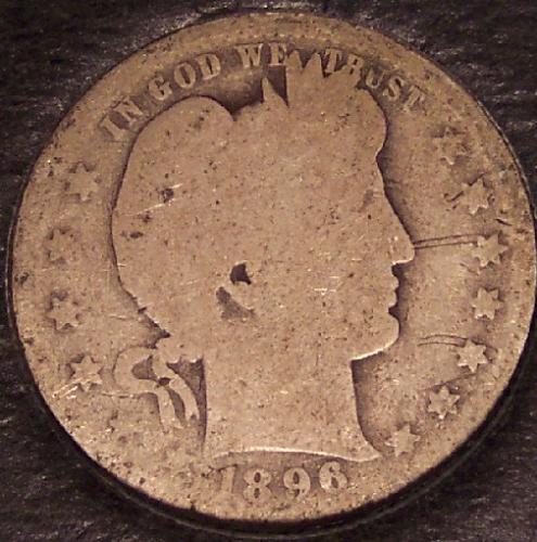 1896-O Barber Silver Quarter Scarce Date G4