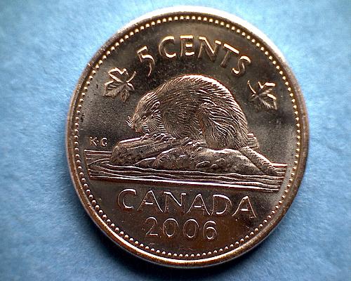 2006 CANADA FIVE CENTS QUEEN ELIZABETH 11  "NO LOGO"