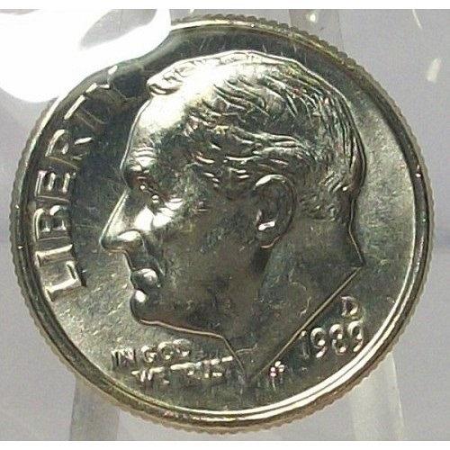 1989-D Roosevelt Dime GEM BU in the Cello #0754