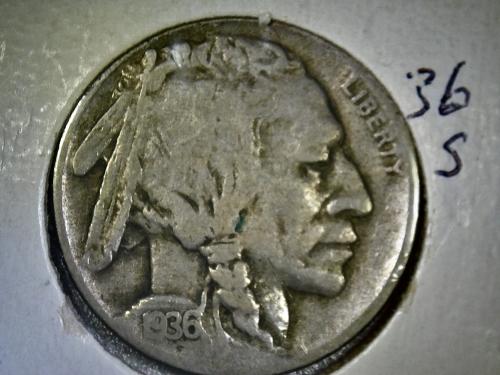 1936 S Buffalo Nickel
