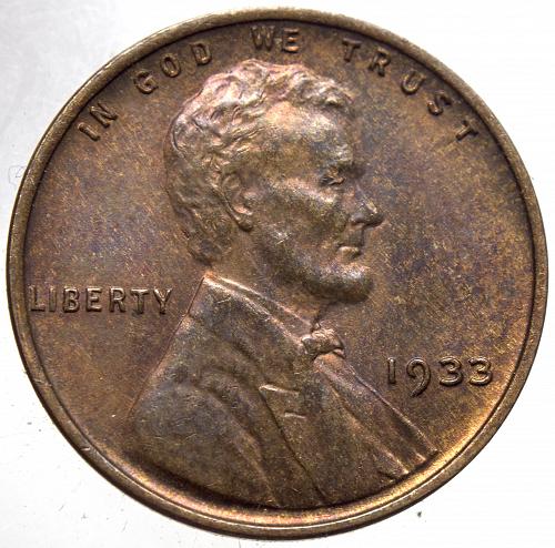 1933 P Lincoln Wheat Cent #5 Nicely Toned