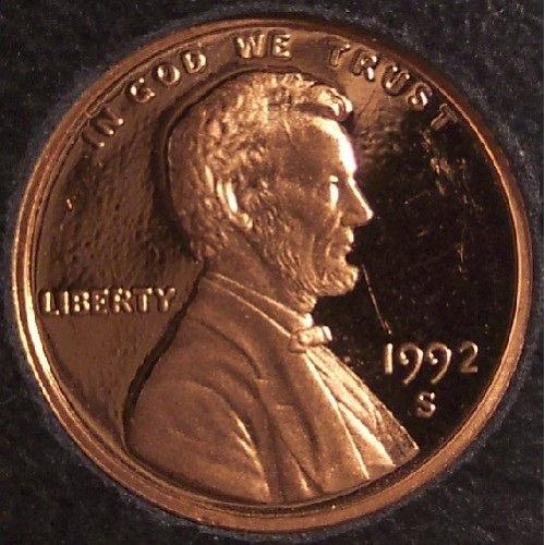 1992-S Deep Cameo Proof Lincoln Memorial Penny #01029