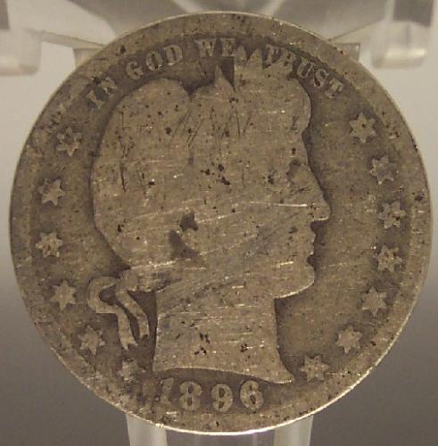 1896-O Barber Quarter AG SCARCE DATE #0297