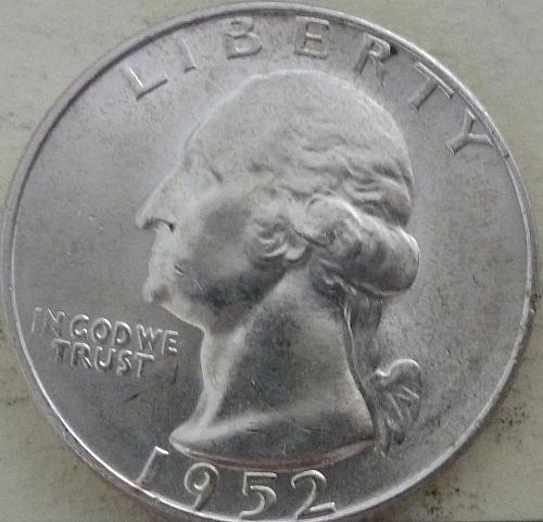 1952-S BRILLIANT UNCIRCULATED Washington Quarter  BU # (S-55)