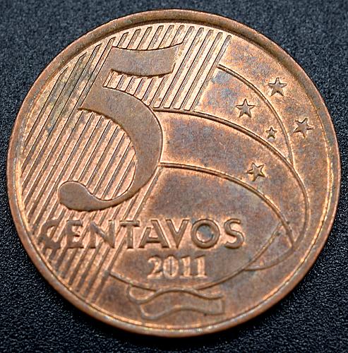 2011 Brazilian 5 centavos coin. V1P1R3