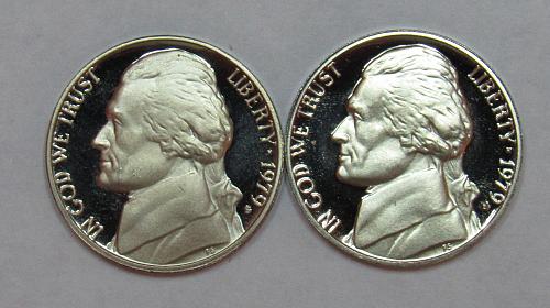 1979 S Proof Type 1 and Type 2 Jefferson Nickels