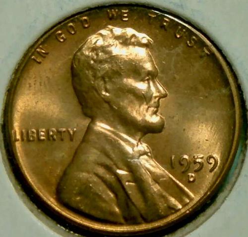 1959 D Lincoln Memorial Cent Copper Alloy Penny. V1P5R4