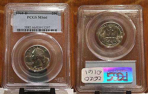 1968-D WASHINGTON QUARTER - PCGS CERTIFIED - MS66