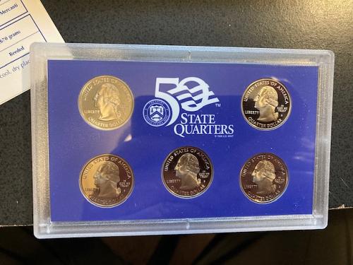 2005 Proof Quarter Set. (5) Quarters. Complete Packaging.