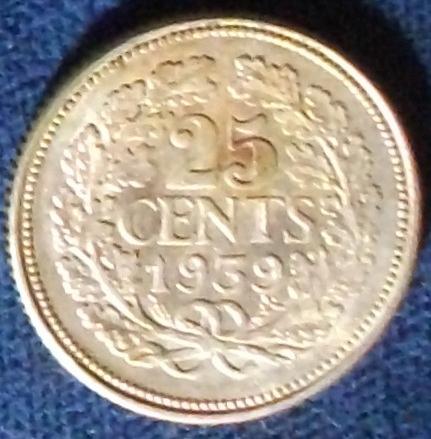 1939 Netherlands 25 Cents XF