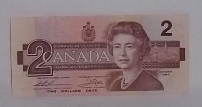 1986 Canada (2) dollar bill