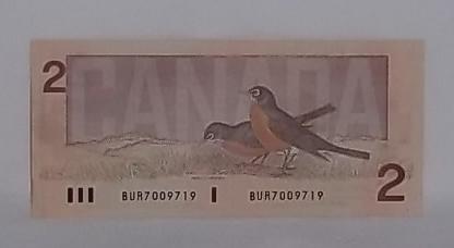 1986 Canada (2) dollar bill