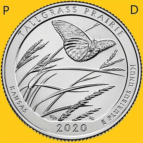 2020 P D (2 Coin) Tallgrass Prairie Quarter Kansas (KS) - BU (KS) BU