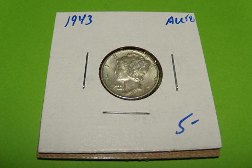 1943 Mercury Dime  AU58  #10-1943-6