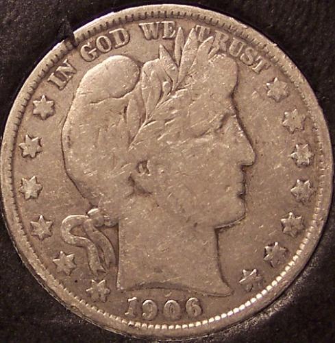 1906-S Barber Silver Half Dollar VG #0216