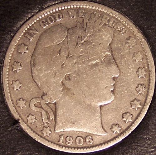 1906-S Barber Silver Half Dollar VG #0216