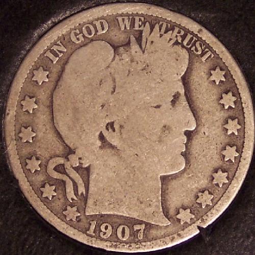 1907-D Barber Silver Half Dollar G #0378