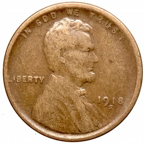 1918 S Lincoln Wheat Cent #9