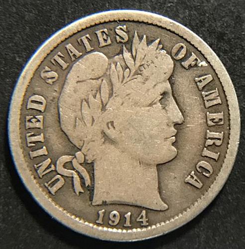 1914 D Barber Dimes Early Silver Dimes V2P10R1